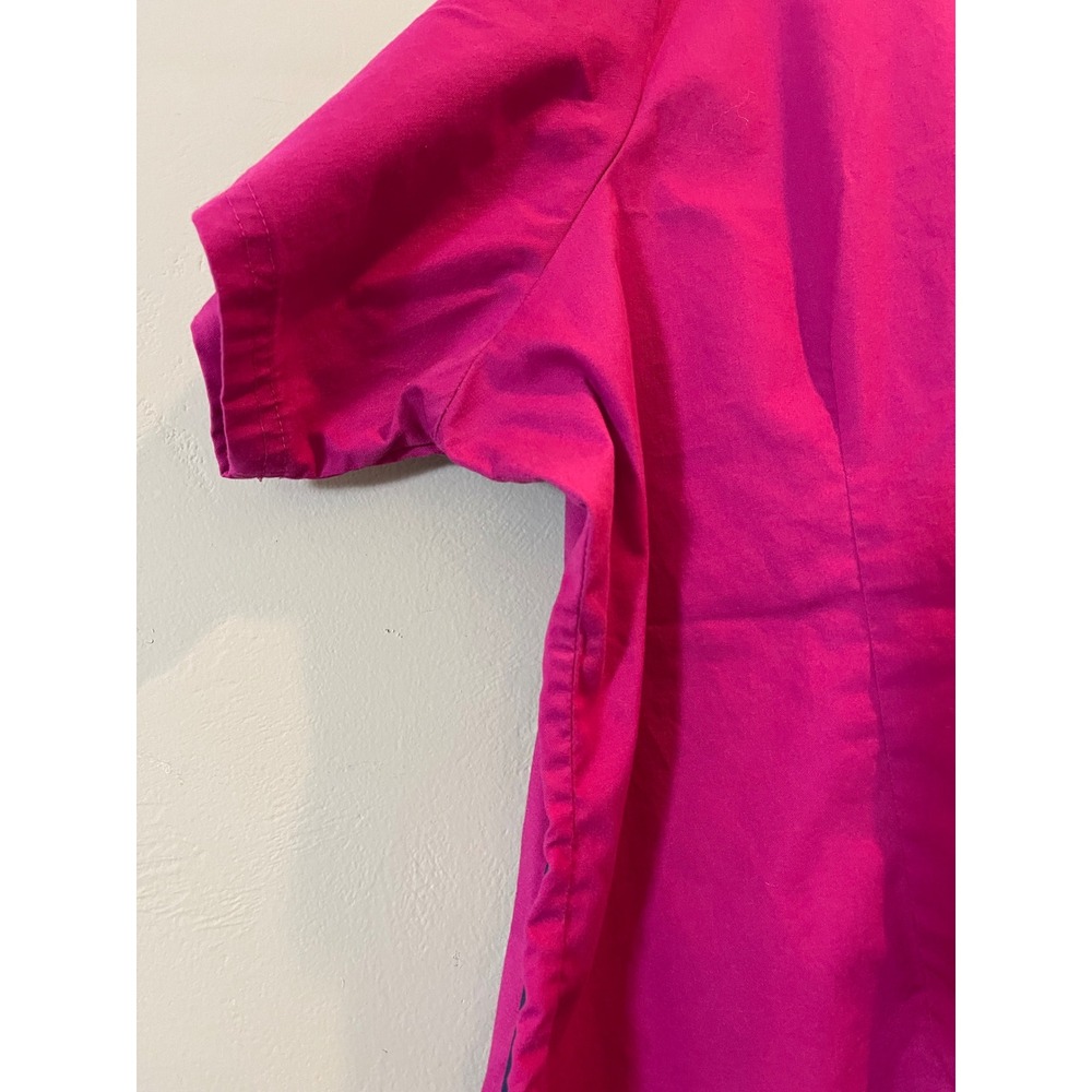Butter-Soft Stretch Womens Scrub Top Pink Navy Trim V-Neck 2X Medical Uniform - Picture 10 of 12